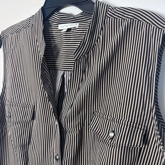 NWT NOTATIONS Sleeveless Striped Button Front Shirt Women's XL Classic - Picture 2 of 9